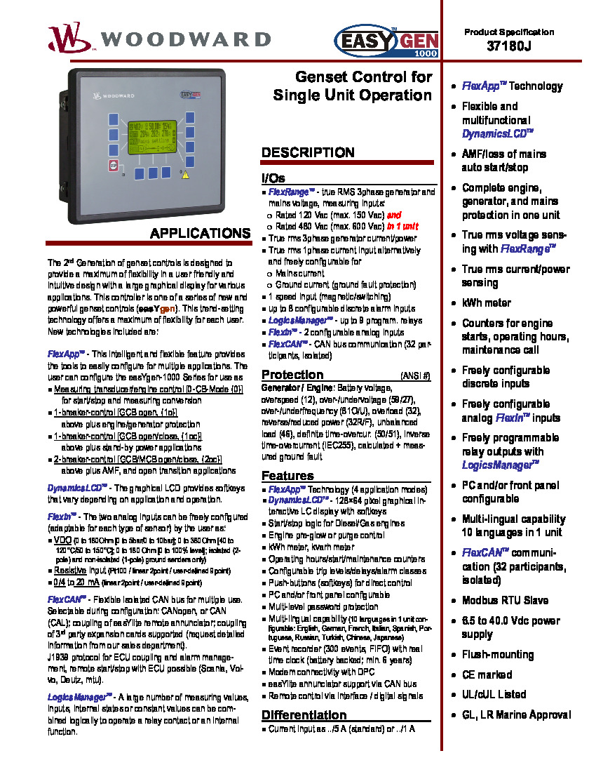 First Page Image of 8440-1750 easYgen 1500 Prod Spec 37180.pdf